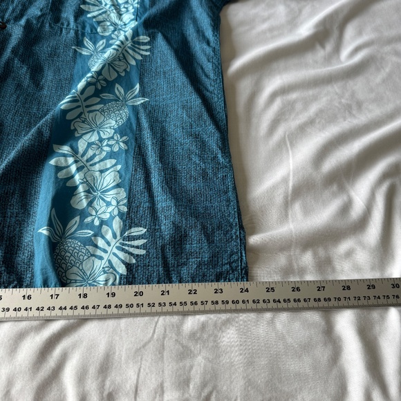 Favant Men's Tropical Hawaiian Button Up V-Neck Short Sleeve Shirt Blue XL Dad - Picture 12 of 13